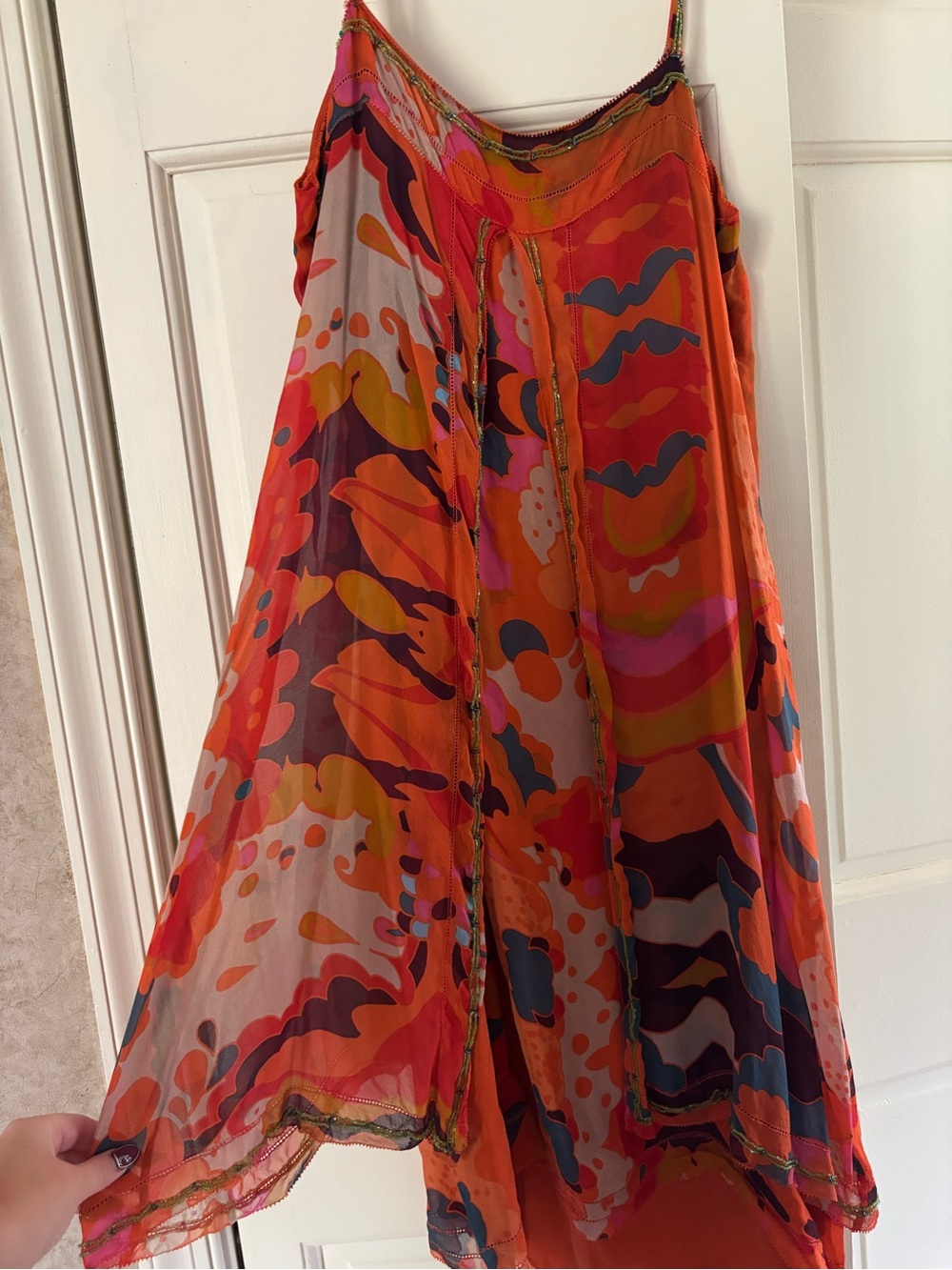 Silk Vintage Orange Printed Dress